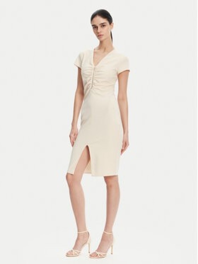 Rinascimento Sukienka koktajlowa CFC0123774003 Beżowy Regular Fit