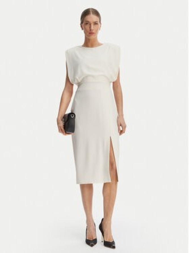 Rinascimento Sukienka koktajlowa CFC0127570003 Biały Slim Fit