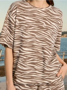 Bluza z krótkim rękawem w zeberkę - wielobarwny