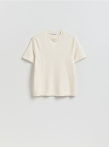 Gładki t-shirt - kremowy