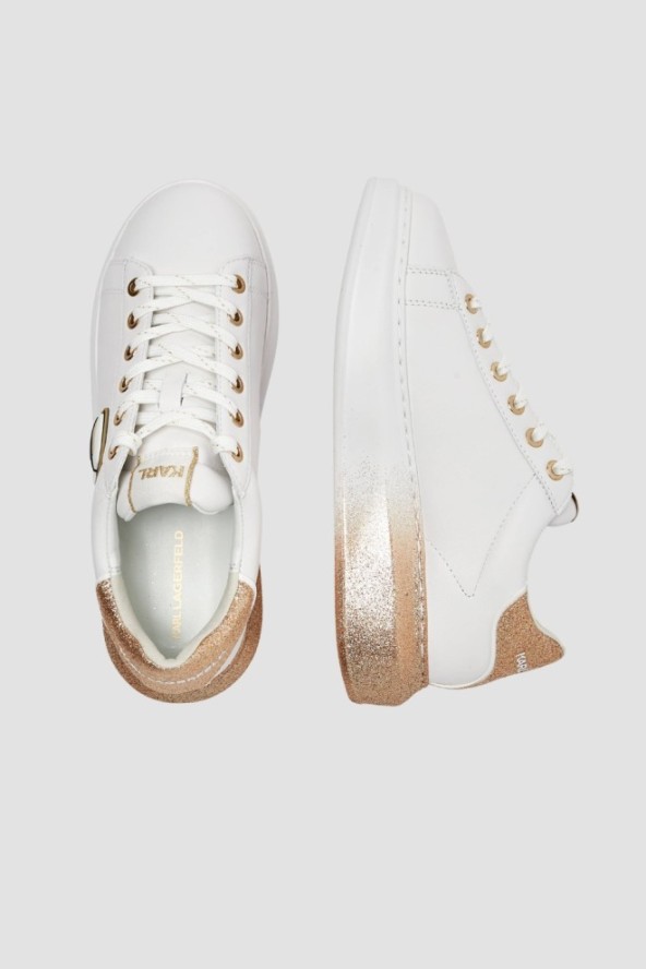 KARL LAGERFELD Białe damskie sneakersy skórzane KAPRI Ombre NFT, Rozmiar 41