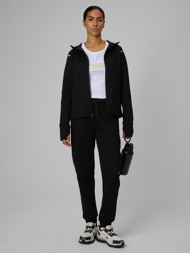 4F Bluza dresowa slim z kapturem damska - czarna M