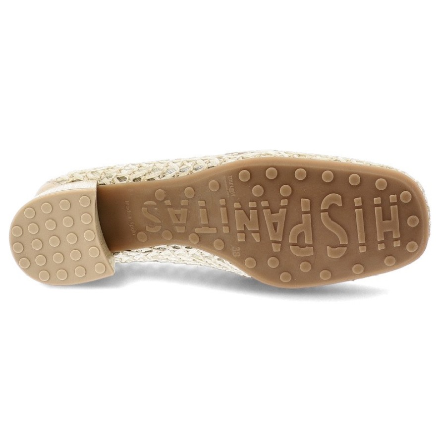 Półbuty damskie Hispanitas, ze skóry naturalnej z plecionym wykończeniem i wsuwanym krojem, beżowe, RHV264828 Marrakech-V26 Panna Soho-V26