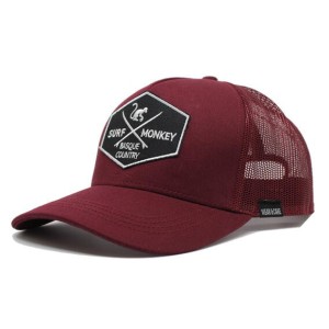 Czapka Trucker - 5 Paneli / Jeden rozmiar (Bordowy/Beżowy)