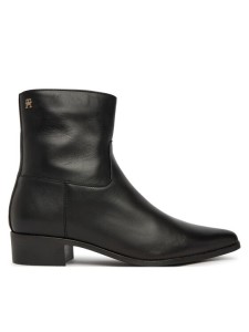Tommy Hilfiger Botki Leather Ankle Boot W Zip FW0FW09921 Czarny