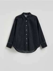 Jeansowa koszula oversize - granatowy