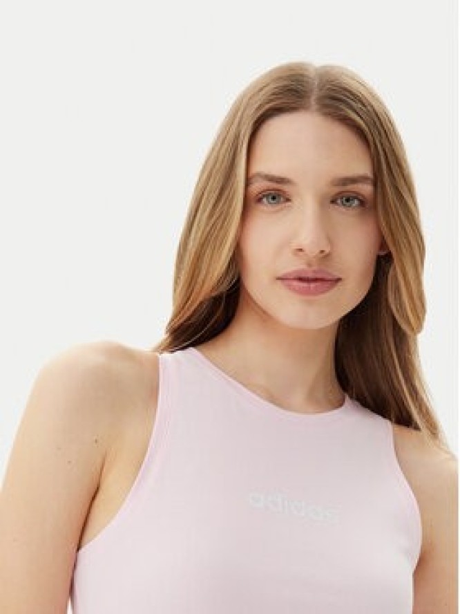 adidas Top Essentials Linear JC5797 Różowy Slim Fit