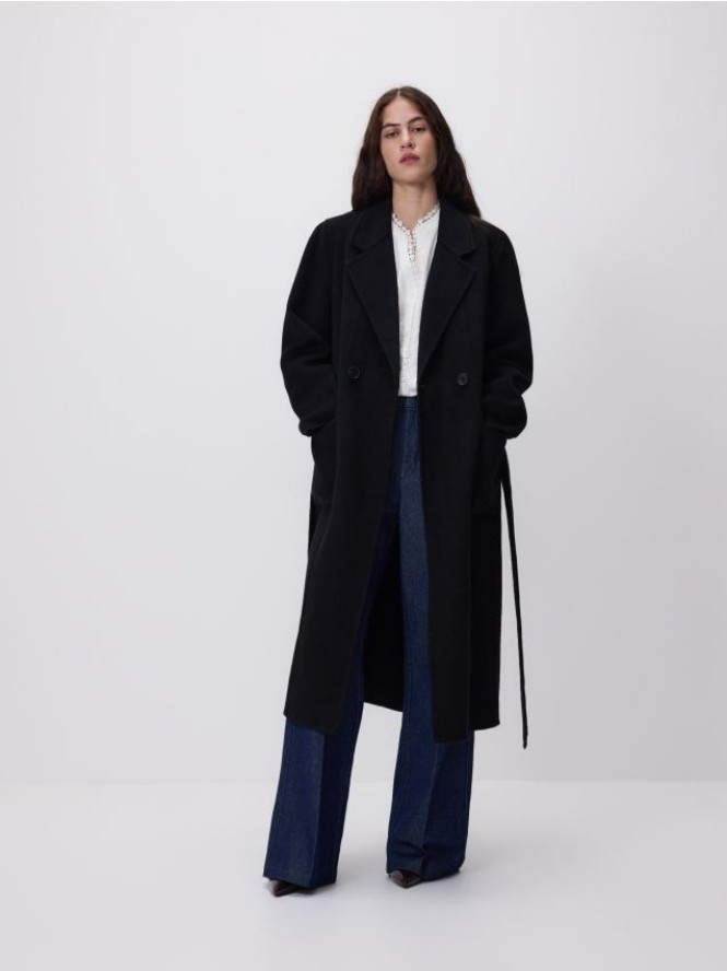 Płaszcz handmade z wełną - czarny