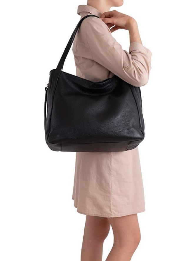 Lucca Baldi Skórzana torebka "Fiesole" w kolorze czarnym - 34 x 29 x 15 cm rozmiar: onesize