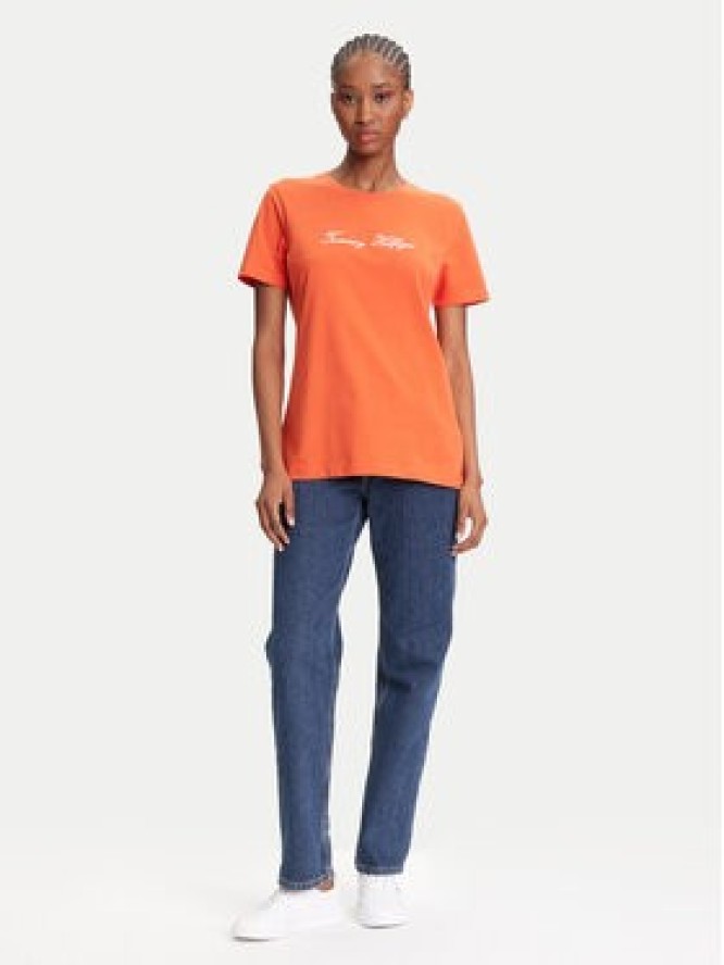 Tommy Hilfiger T-Shirt Script WW0WW45746 Pomarańczowy Regular Fit