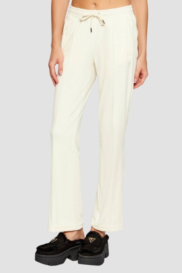 JUICY COUTURE Kremowe spodnie dresowe damskie z cyrkoniami Tina, Rozmiar XS