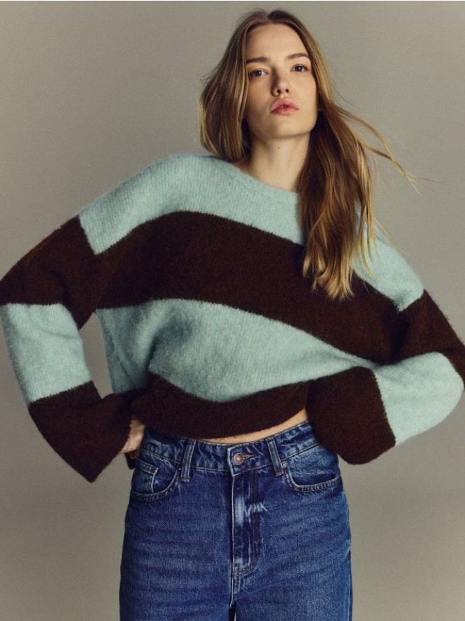 Sweter z dodatkiem wełny - wielobarwny