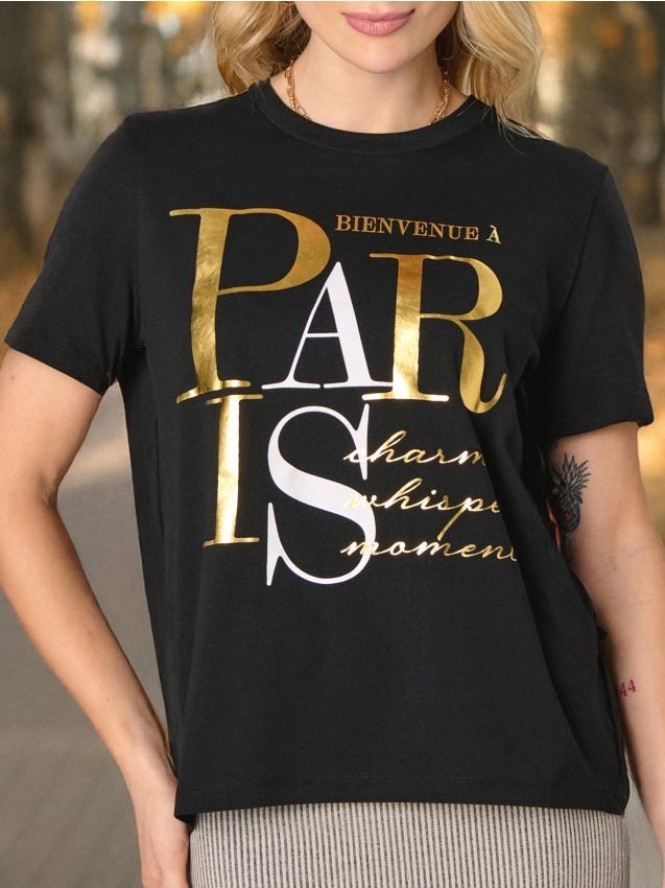 Koszulka z napisem - czarny