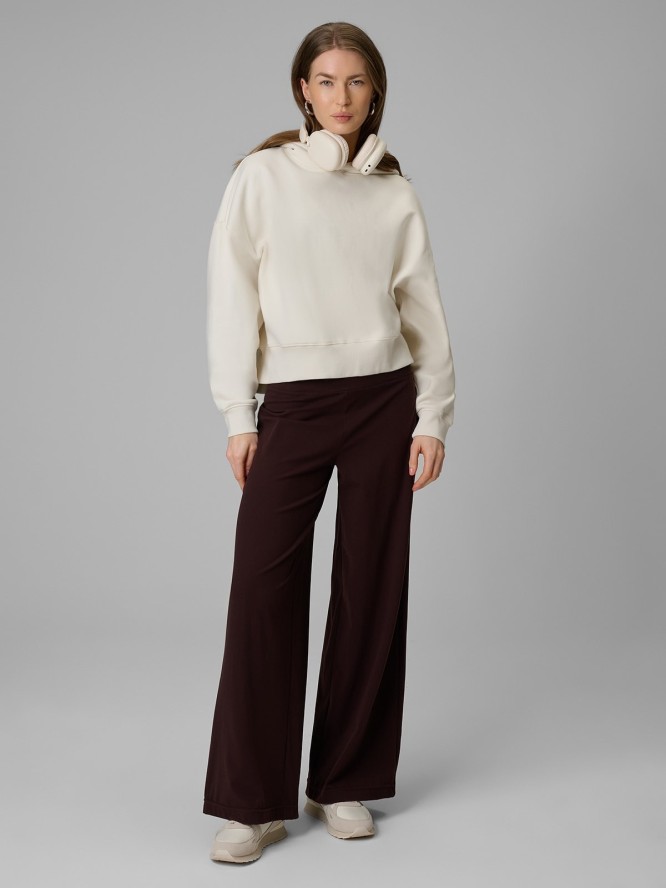 4F Bluza dresowa regular z kapturem damska - biała XL