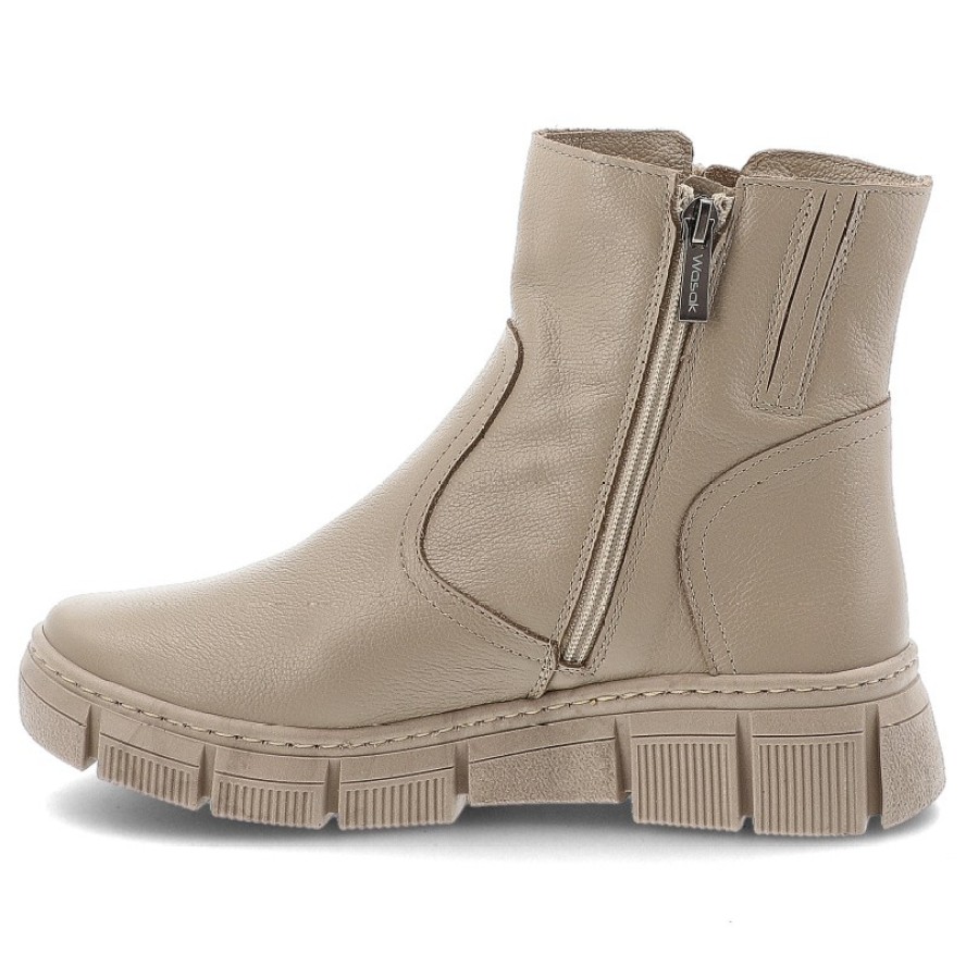 Beżowe Botki Wasak Ocieplane Buty Damskie