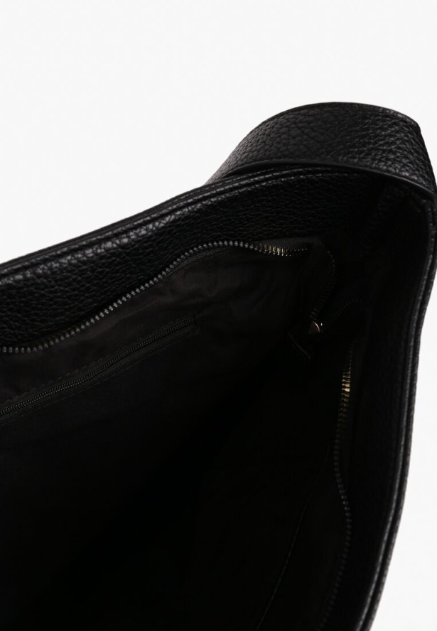 Czarno-Beżowa Torebka Listonoszka z Regulowanym Paskiem Zdobiona Frędzlami w Cętki Ravaniselle