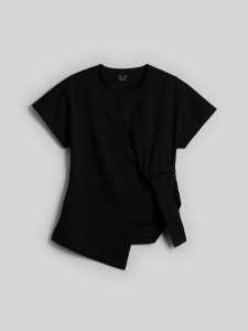 4F T-shirt slim z marszczeniem damski - czarny L
