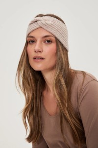 Dzianinowa opaska na głowę różowa