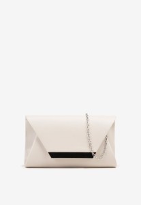 Biała Torebka Kopertówka z Dodatkowym Łańcuszkiem i Zapięciem na Zatrzask Vinira