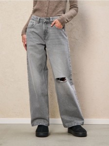 Jeansy loose fit - szary
