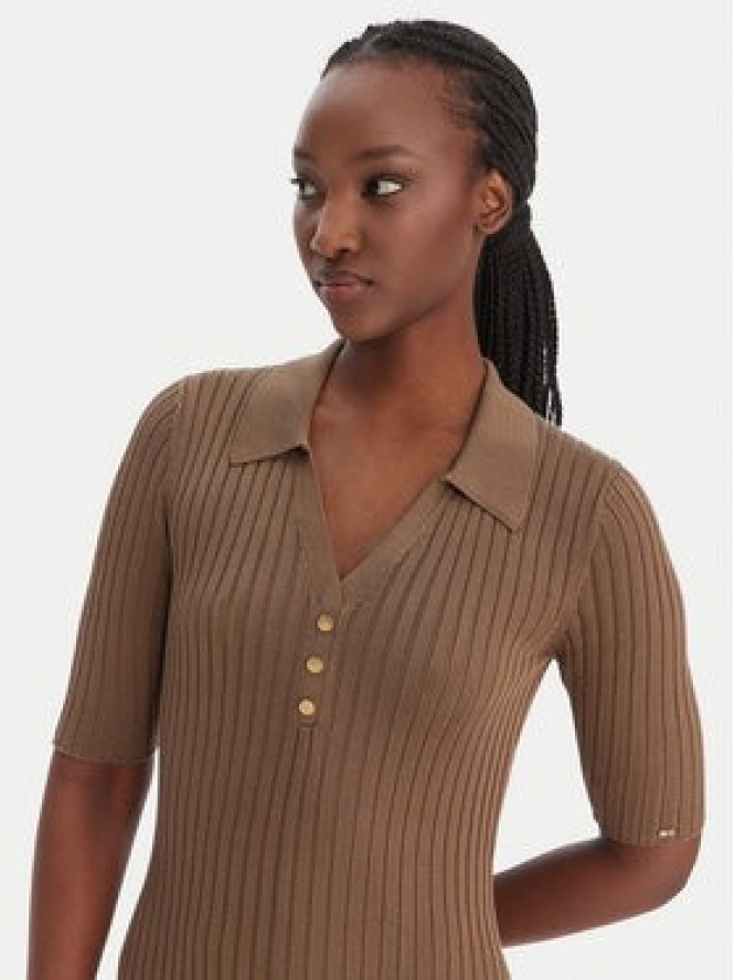 Tommy Hilfiger Sukienka dzianinowa WW0WW48447 Brązowy Slim Fit