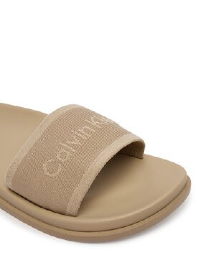 Calvin Klein Klapki City Sandal Mule Webbing HW0HW02887 Beżowy