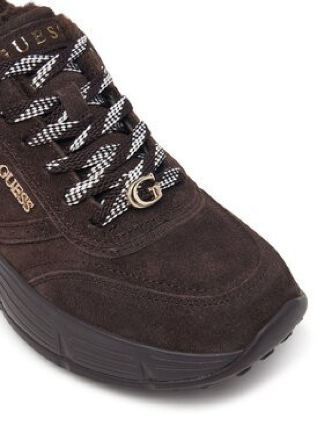 Guess Sneakersy FLFFA2 LEA12 Brązowy ciemny