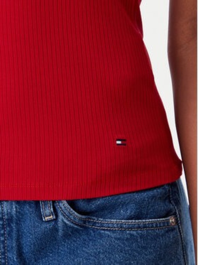 Tommy Hilfiger Top WW0WW38635 Czerwony Slim Fit