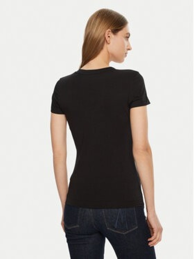 Guess T-Shirt SS CN SHINY TRIANGLE Czarny Shirt Fit