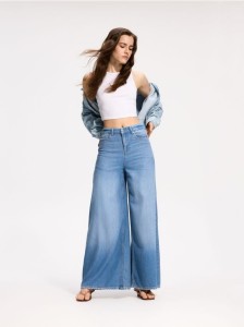 Jeansy wide leg - niebieski