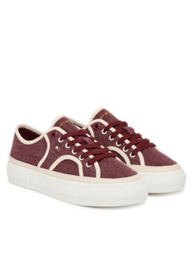 Tommy Hilfiger Tenisówki Platform Vulc Sneaker Piping FW0FW09394 Bordowy