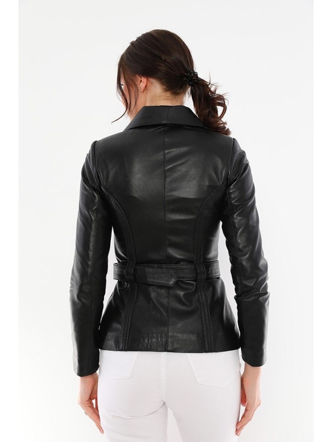 Basics & More Skórzana kurtka w kolorze czarnym rozmiar: M