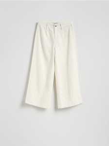 Jeansy culotte z wysokim stanem - złamana biel