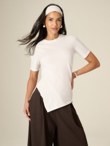 4F T-shirt regular gładki damski - biały S