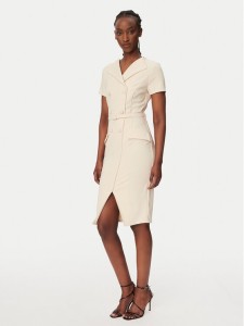 Rinascimento Sukienka koktajlowa CFC0127893003 Beżowy Slim Fit