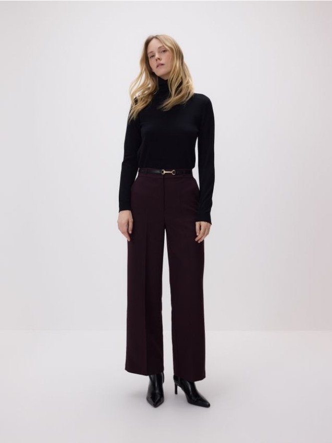 Spodnie z paskiem - ciemnofioletowy