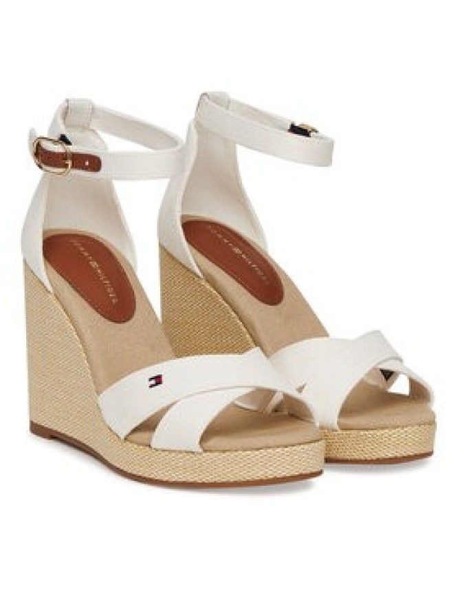 Tommy Hilfiger Sandały Flag High Wedge Espad Crisscross FW0FW08661 Écru