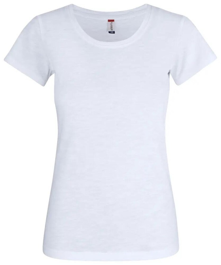 clique Slub-T Women – Dopasowany T-shirt z bawełny slub – white