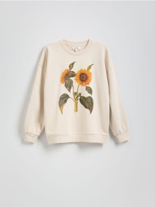 Bawełniana bluza z nadrukiem - złamana biel