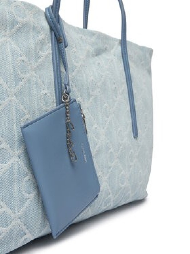 Calvin Klein Torebka Emblem Aop Denim Tote W/ Pouch LV04F3428G Niebieski