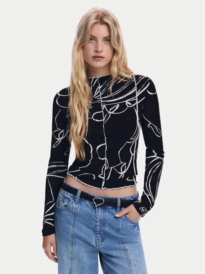 Desigual Bluzka Londres 25WWTK49 Czarny Regular Fit