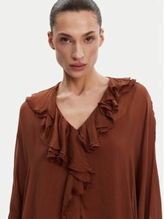 ViCOLO Bluzka TD0019 Brązowy Oversize
