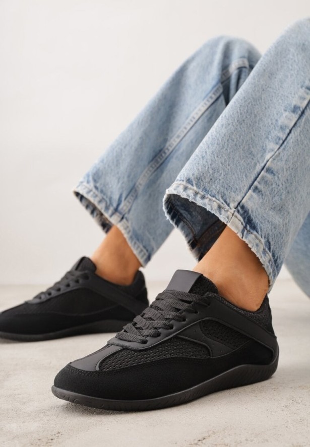 Czarne Sneakersy Ozdobione Geometrycznym Motywem Lamemisia