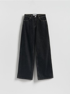 Jeansy wide leg z wysokim stanem - szary