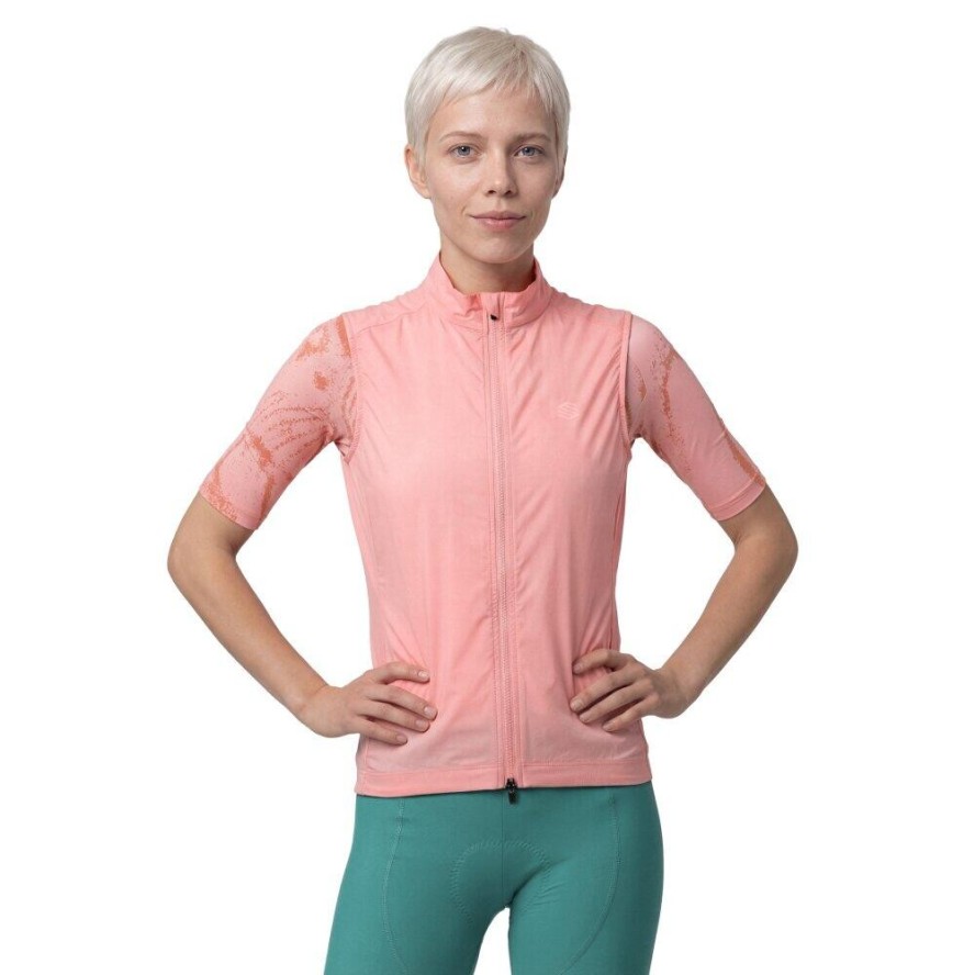Damska ultralekka wiatroszczelna kamizelka rowerowa Siroko V2-W Breeze Coral