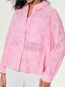 Ażurowa koszula - różowy