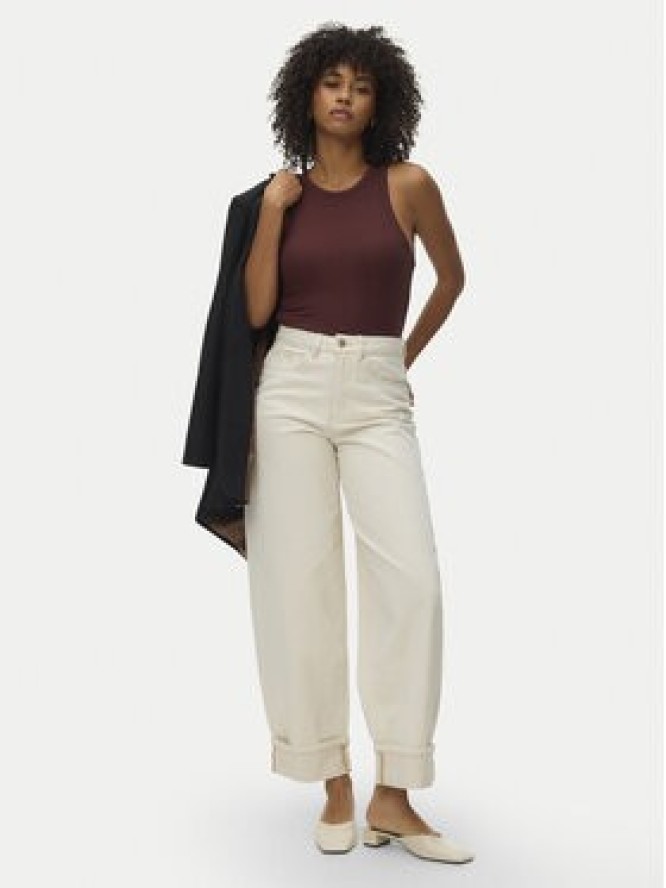 Vero Moda Jeansy Zelda 10339347 Beżowy Wide Leg