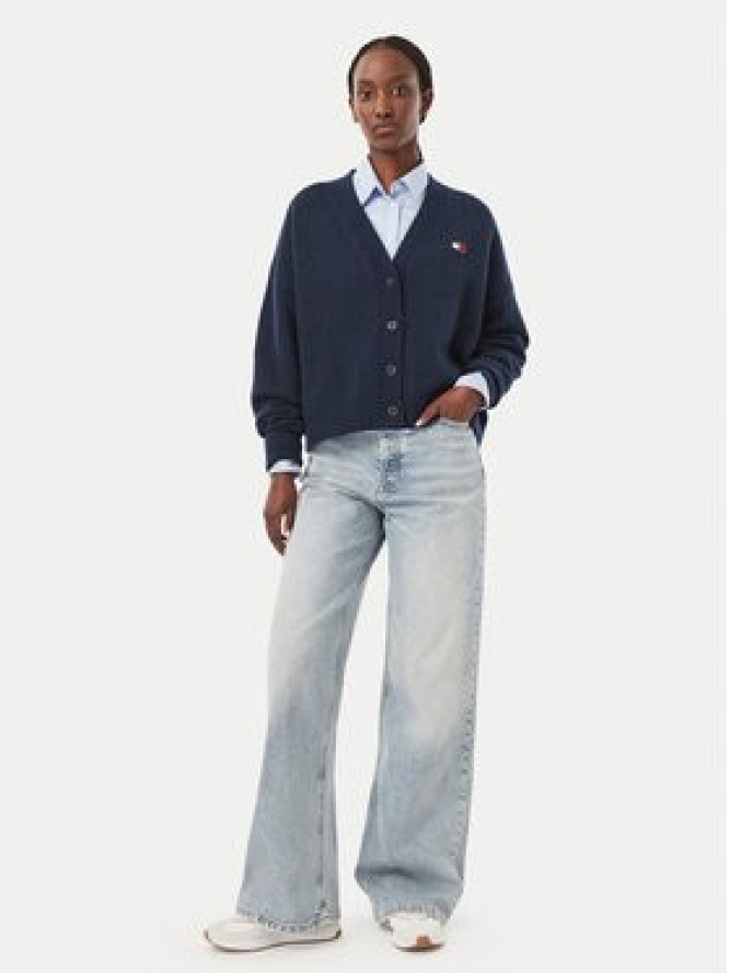 Tommy Jeans Kardigan Fluffy Badge DW0DW23830 Granatowy Regular Fit