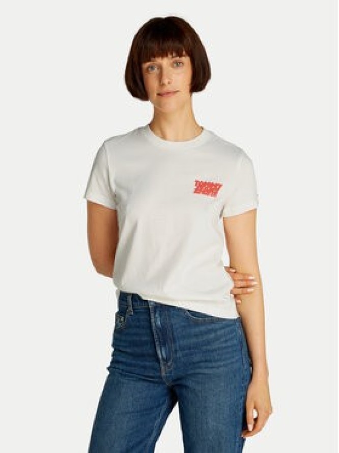 Tommy Jeans T-Shirt Bubble DW0DW21338 Biały Regular Fit