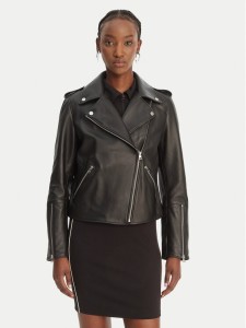 HUGO Kurtka skórzana Lujana 50551255 Czarny Regular Fit